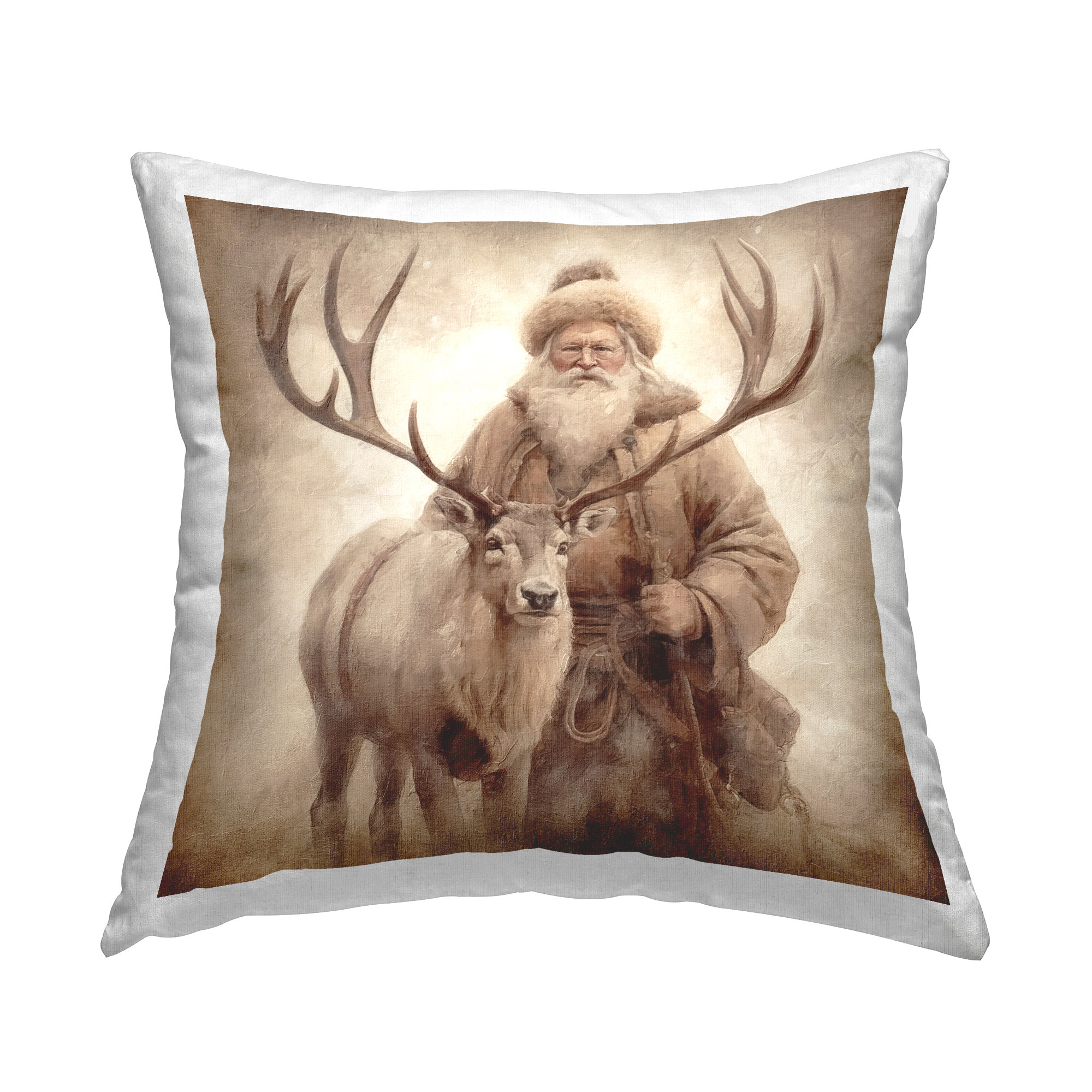 Stupell Industries Traditional Santa & Elk Decorative Printed Throw ...