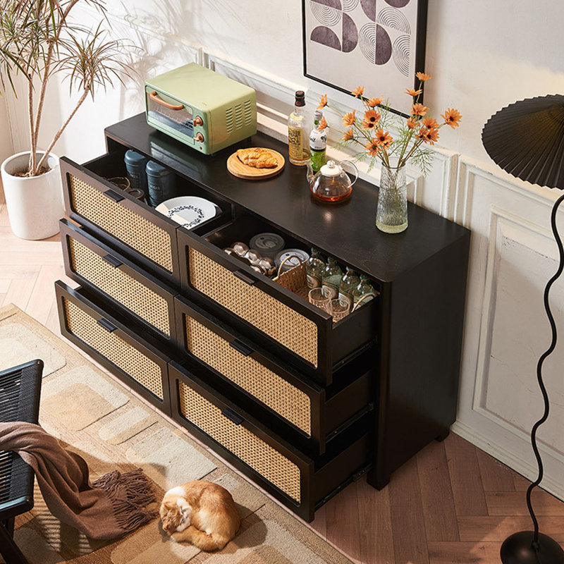 Commode à 6 tiroirs en rotin