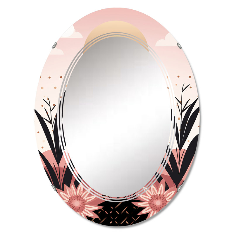 Bougain - Miroir mural moderne ovale, 30 po x 20 po