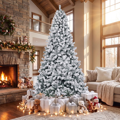 Arbre de Noël régulier vert / blanc en PVC artificiel
