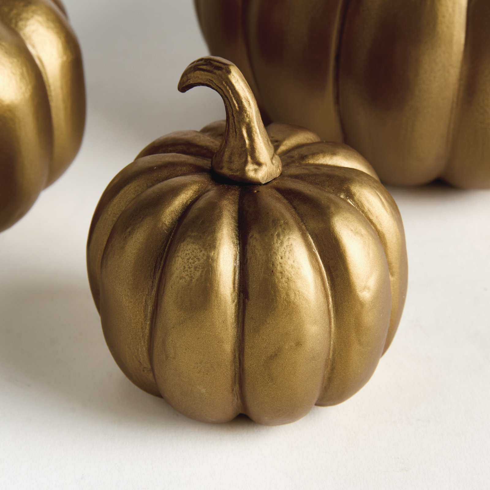 3-Piece Pumpkin Sculpture, Gold