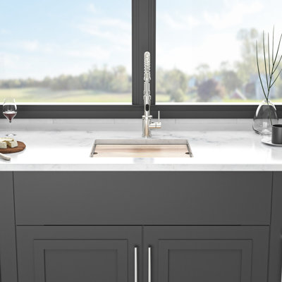 White 21X18" Granite Composite Quartz Workstation Sink For Kitchen, Undermount Style, Smooth And , Dirt - , Quiet Use, Package With Rack, Strainers, Grid, Board Installation Guide Kitchen Sink, High