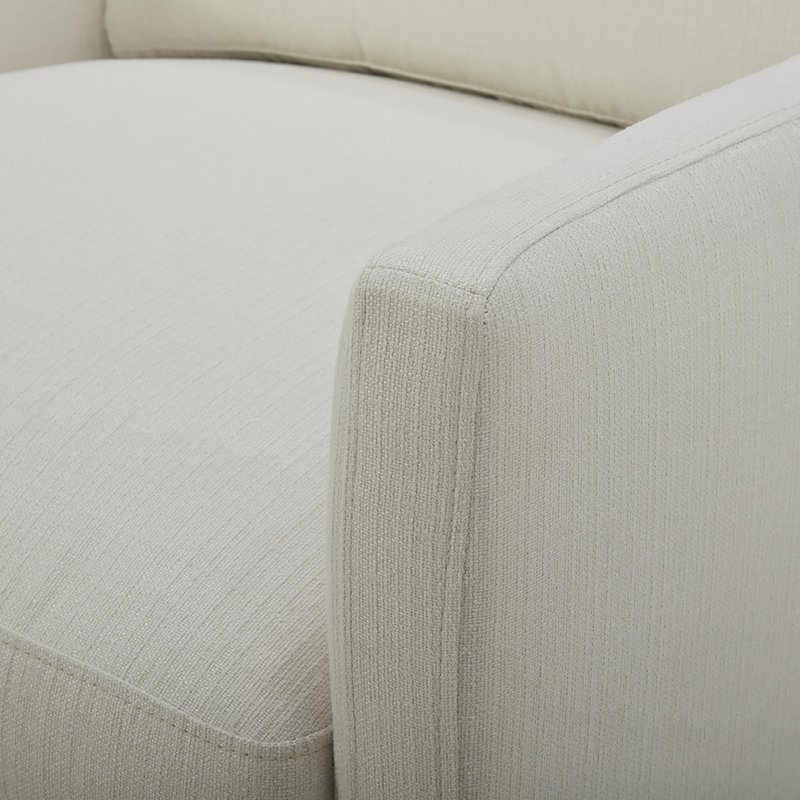 Canapé rembourré Liz, Bois naturel, H 32,28 po x l 101,97 po x P 39,37 po, Lin en tweed de coton Flannigan