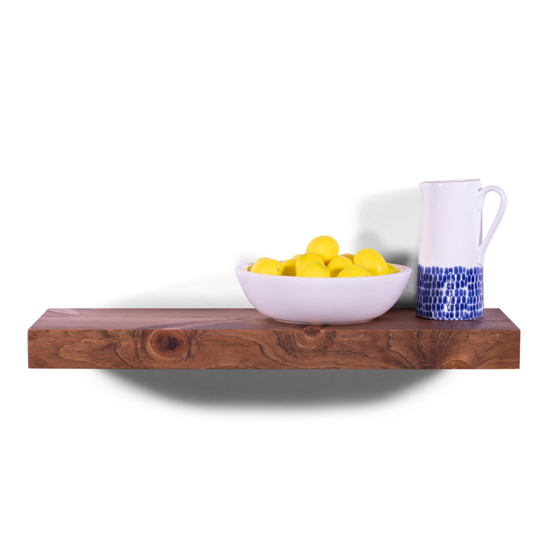 Brough Pine Solid Wood Floating Shelf, 3" H x 24" W x 11.5" D, Bourbon