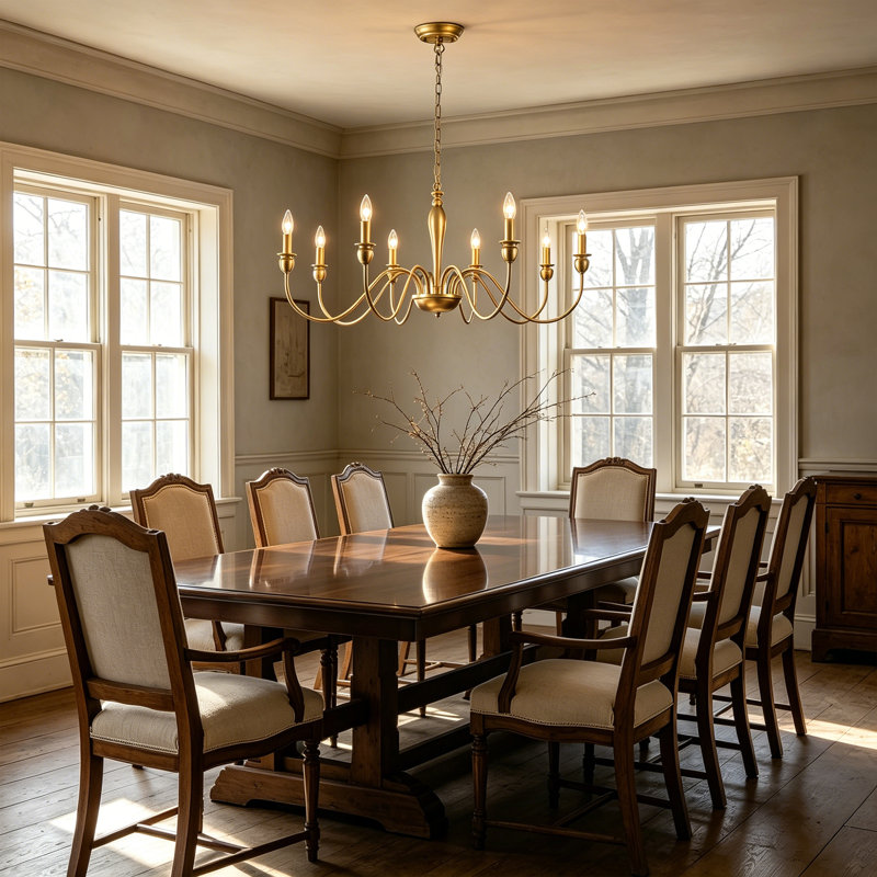 8-Light 37 inch Candle-Style Classic / Traditional Chandelier for Dining Living Room, Gold