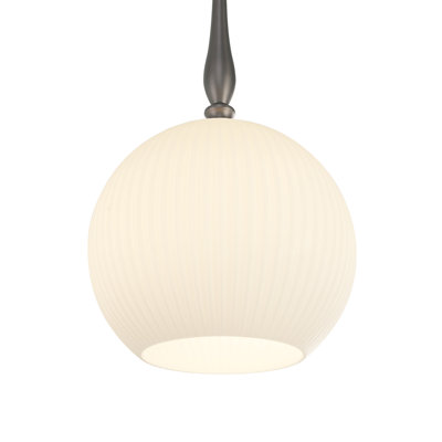 Kate - 1-Light Pendant - Brushed Brass with White Ribbed Glassware Shade