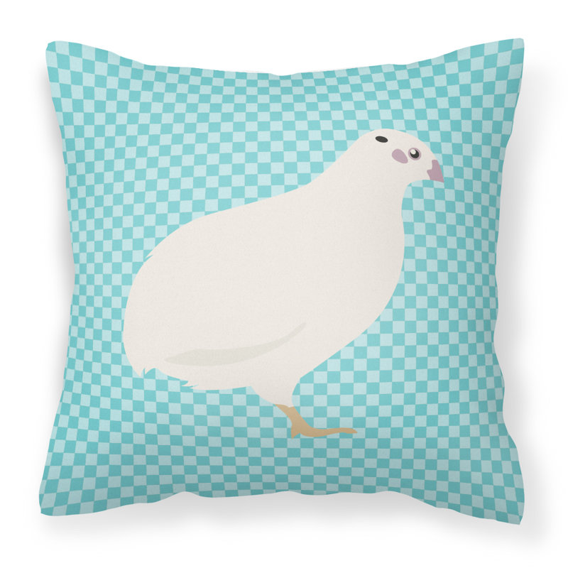 Coussin décoratif extérieur quail check, Bleu, 18 po x 18 po