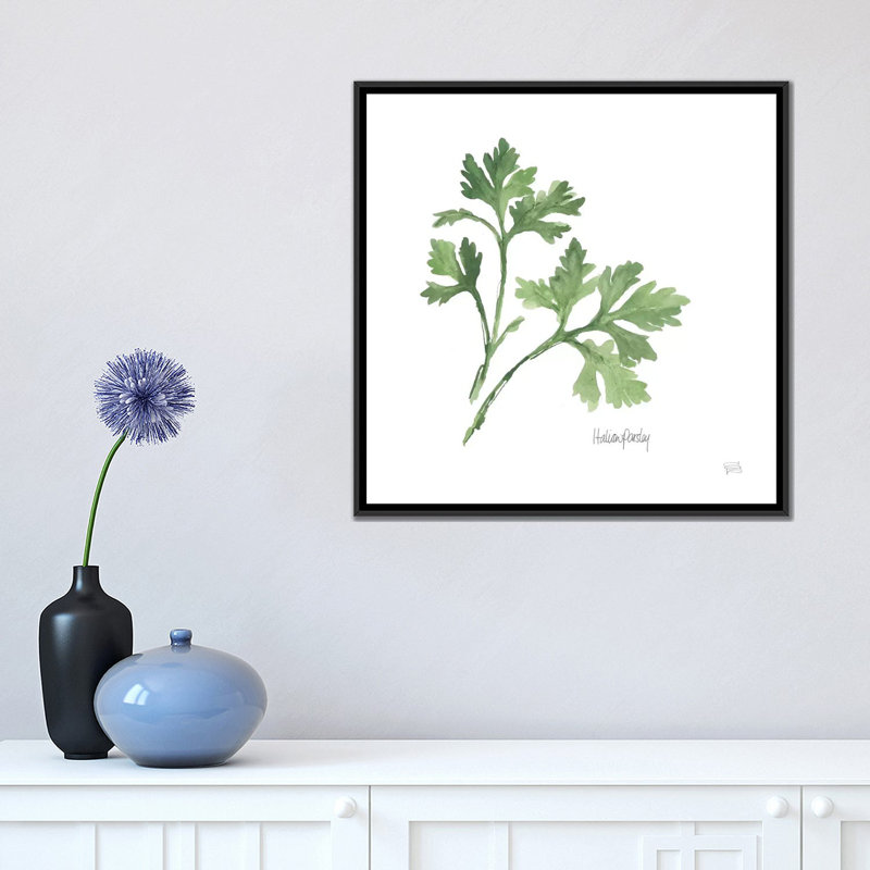 « italien parsley », reproduction d’art sur toile, H 18 po x l 18 po x P 1,5 po, Toile avec cadre noir, Pas de tapis