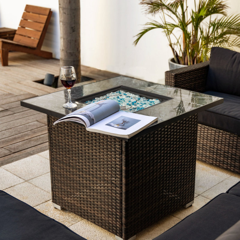 Radke Rectangle Stainless Steel Propane Smokeless Fire Pit Table