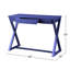 Bureau rectangulaire bleu crépuscule, 1 tiroir, plateau de table épais de 18 mm, glissière centrale en bois à base en X, plateau de table