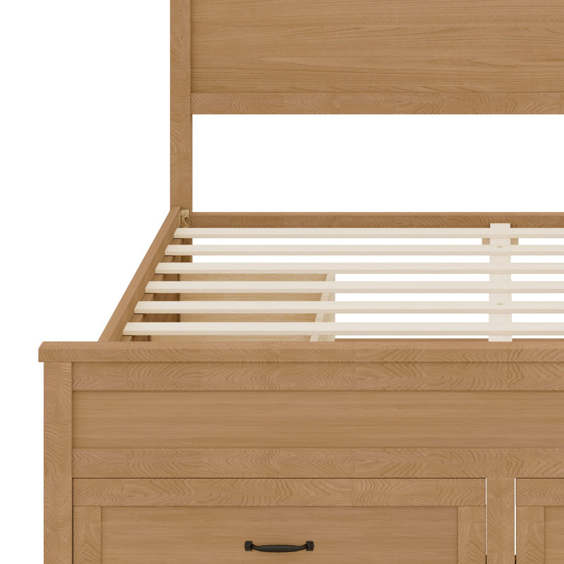 Base de lit avec rangement moderne en bois avec 6 tiroirs, lit plateforme avec support en lattes de bois, Dérive en mer