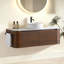 Meuble-lavabo de salle de bain incurvé de luxe avec rangement à fermeture douce et porte-serviettes inclus-712709056