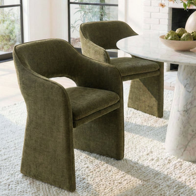 19" Seat Height Fabric Upholstered Dining Armchair
