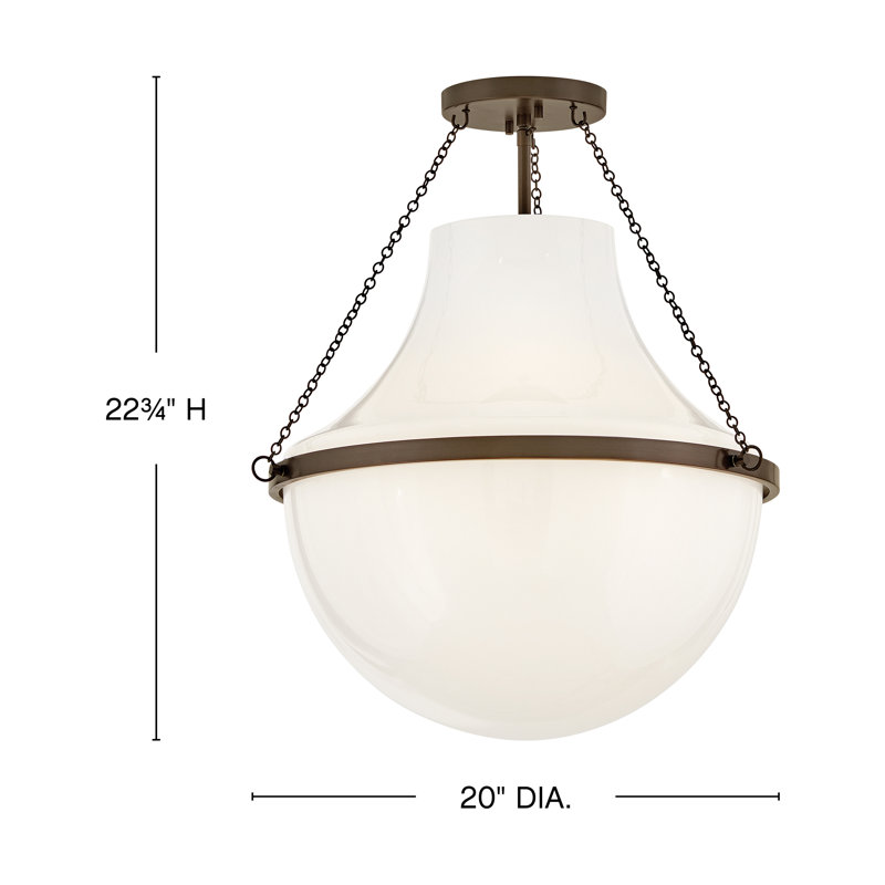 Sculptural 20 in. Teardrop Glass Semi-Flush Mount Ceiling Light, 22.75'' H x 20'' w x 20'' D