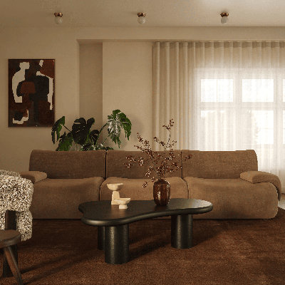 Chue Latte Brown Velvet Modular Sofa