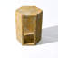 Table d'appoint moderne à motif géométrique en marbre doré espagnol, côté hexagonal 16 cm, 40 cm x 32 cm, teinte dorée beauté naturelle