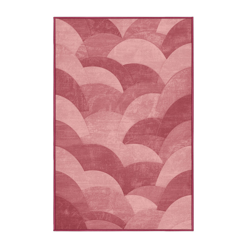 Soft Plush Feuerstein Valentines Modern & Contemporary Abstract Area Rug in Beige – Rose Binding, 7x9