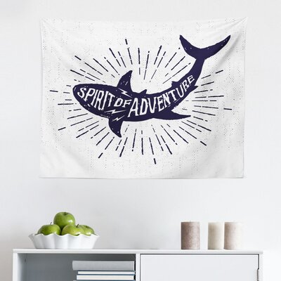 Ambesonne Shark Tapestry, Of Adventure Words Over A Fish Body Wildlife Grunge Design, Fabric Wall Hanging Decor For Bedroom Living Room Dorm, 28"" X 23 -  East Urban Home, 885D49DC72EA4710A13426B76F203935