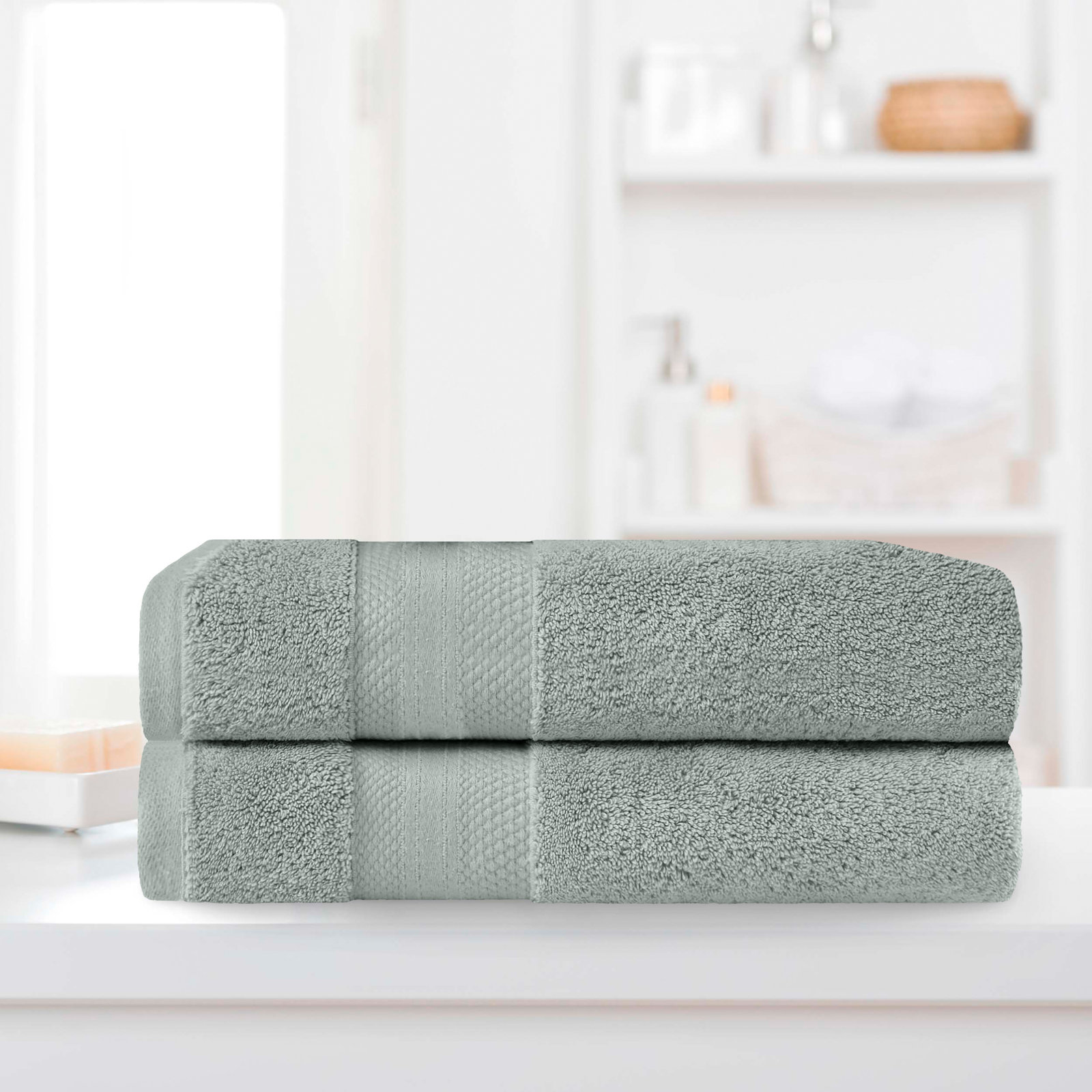 Finnian Ultra-Plush Heavyweight, 100% Turkish Towel Collection, Olive Green, Bath Sheets - 2 Pack