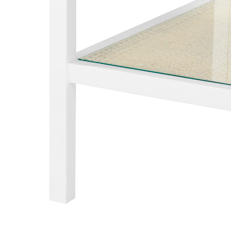 Caanan Glass End Table, White