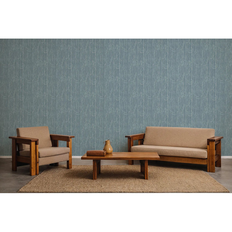 Lingering Lines - Wallpaper, Blues, Premium Paper, Non-Pasted
