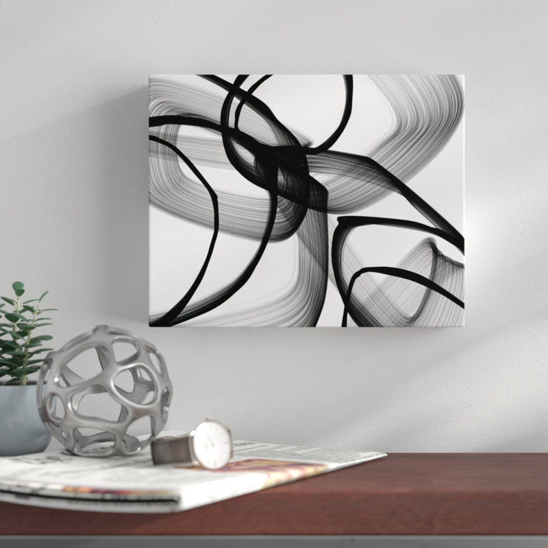 «Abstract Poetry in Black and White 100» par Irena Orlov, art mural moderne sur toile, H 24 po x l 32 po, Toile tendue