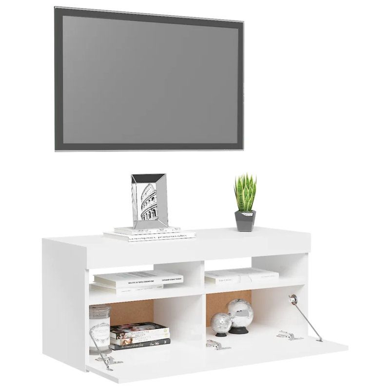 Madline Unfinished TV Stand, High Gloss White, 90cm
