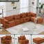 Orange en forme de L, 5 pièces, revêtement en chenille, design combiné, salon moderne modulaire essentiel en orange, chenille, soutien pour un moment de détente-214437718-214437719