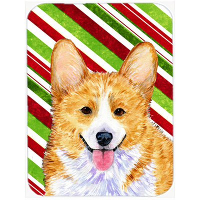 Planche à découper en verre de noël corgi de canne à sucre caroline