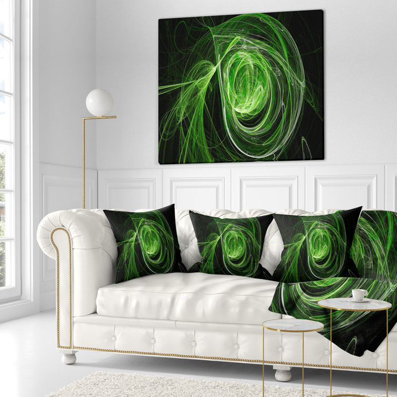 Coussin , 16 po x 1 po, Coussin décoratif, Vert / Noir
