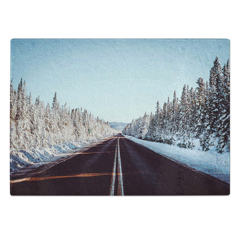 Tempered Glass Road Through a Forest in Canada Chopping Board, 39 cm W x 28.5 cm L