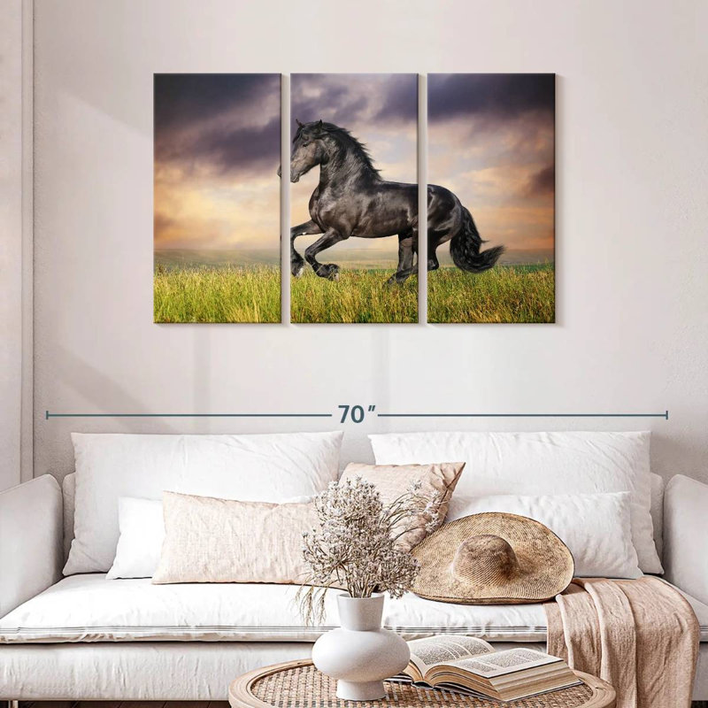 Brampt Galloping Friesian Horse, 28" H x 45" W
