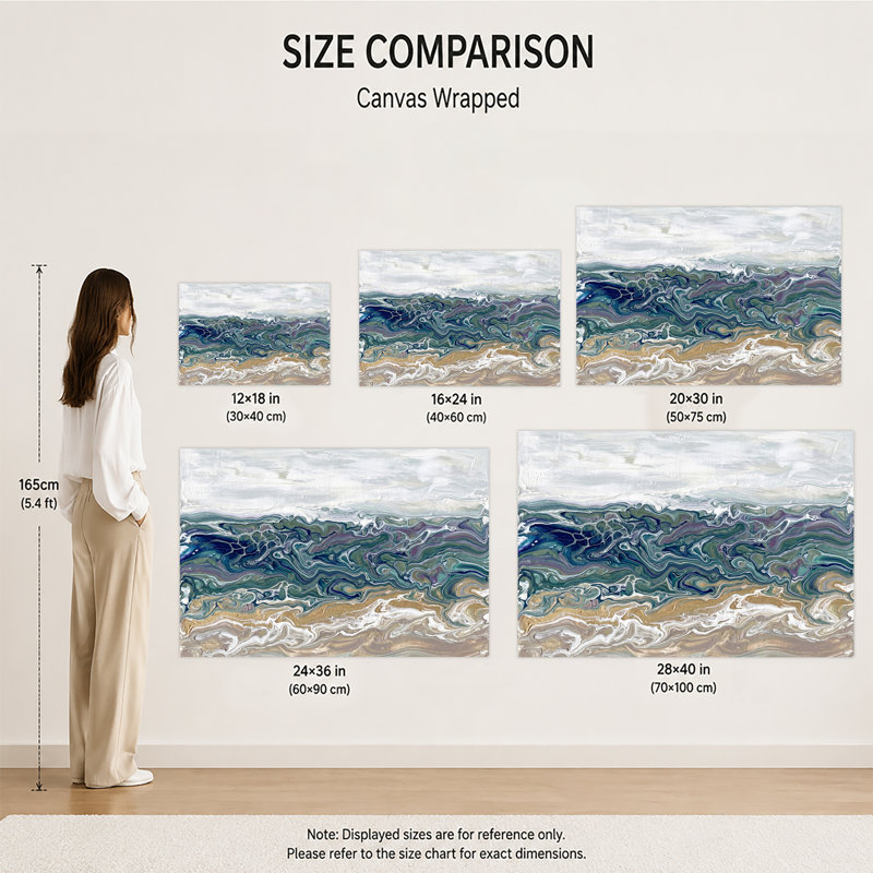 Art abstrait bleu sarcelle, impression sur toile, impression sur toile, prêt à accrocher, 12x18in