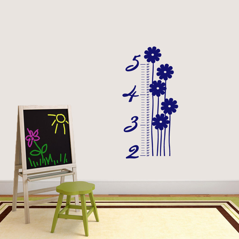 Décalcomanie murale de croissance fleur, Bleu marine