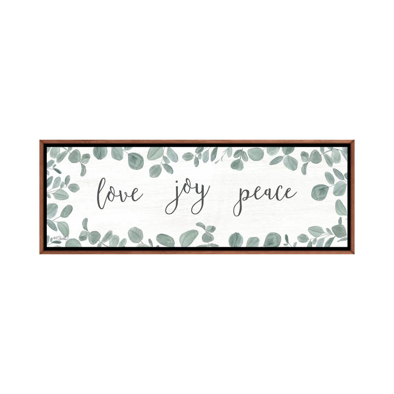 Love-Joy-Peace Eucalyptus by Kate Sherrill - Panoramic Print on Canvas, 121.92 cm H x 40.64 cm W, Brown Floater Frame