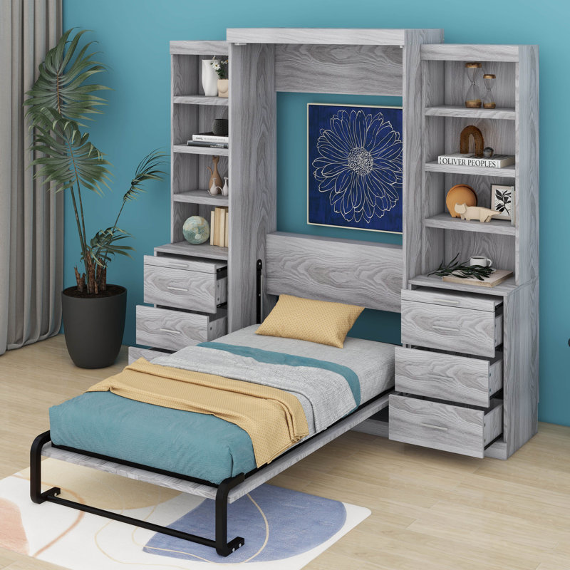 Lit escamotable avec rangement Josa, Double