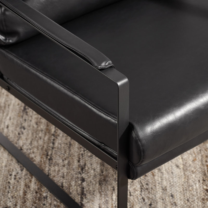 Upholstered Armchair, Black Faux Leather