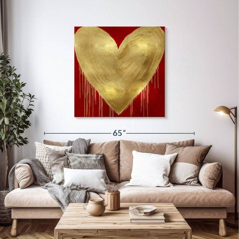Hardie Big Hearted Gold sur fond rouge, H 39 po x l 39 po