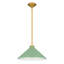 Luminaire suspendu 1 lumière en or brossé avec abat-jour vert clair Bradbury-1715831646
