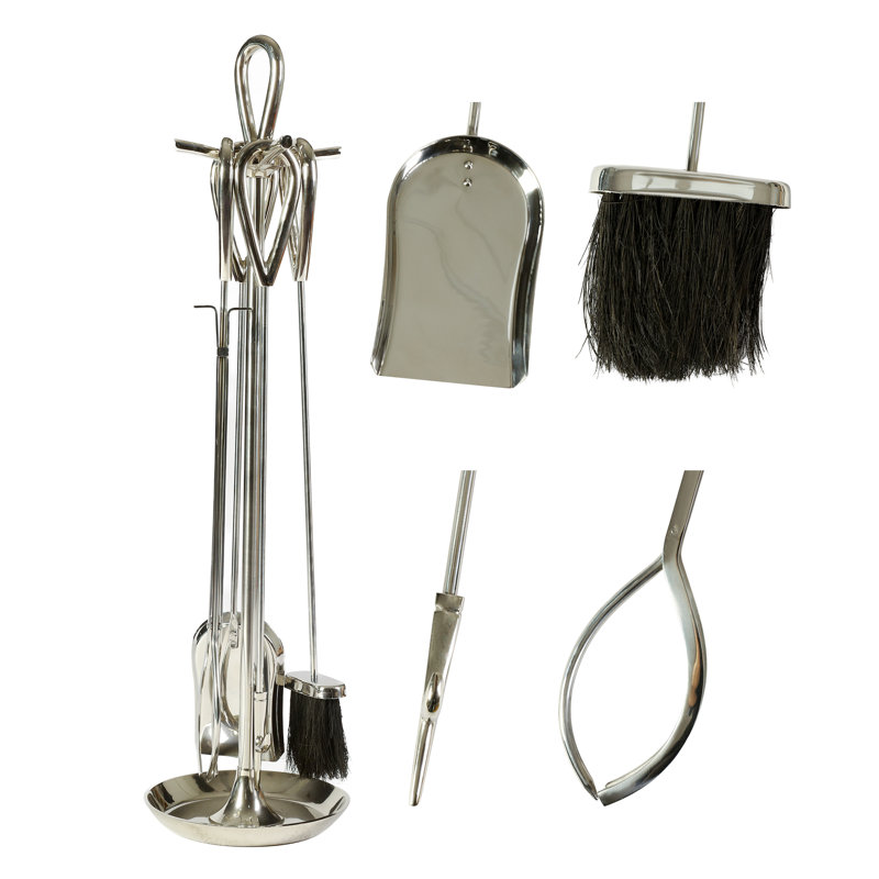 Alexeis Iron Fireplace Tool Set, Nickel