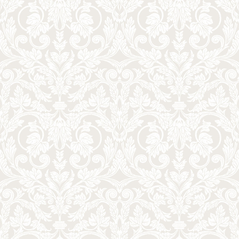 Rosali Traditional Leaf Damask 10m x 53cm Wallpaper Roll, Beige