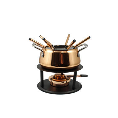 OUR TABLE 13-Piece Enameled Cast Iron Fondue Pot Set in Sycamore 985119965M  - The Home Depot