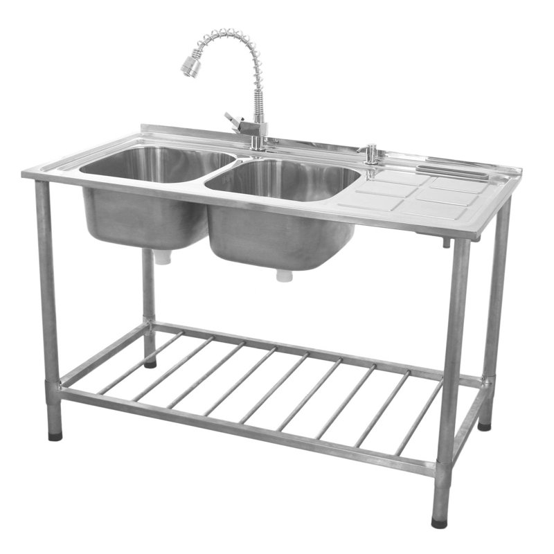 Belfry Kitchen Penelope 60mm W Double Bowl Stainless Steel Drop-In Kitchen Sink with 1 Faucet Hole