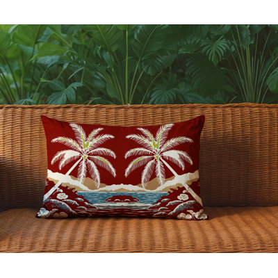 Oreiller rectangulaire réversible intérieur / extérieur Groove Palm