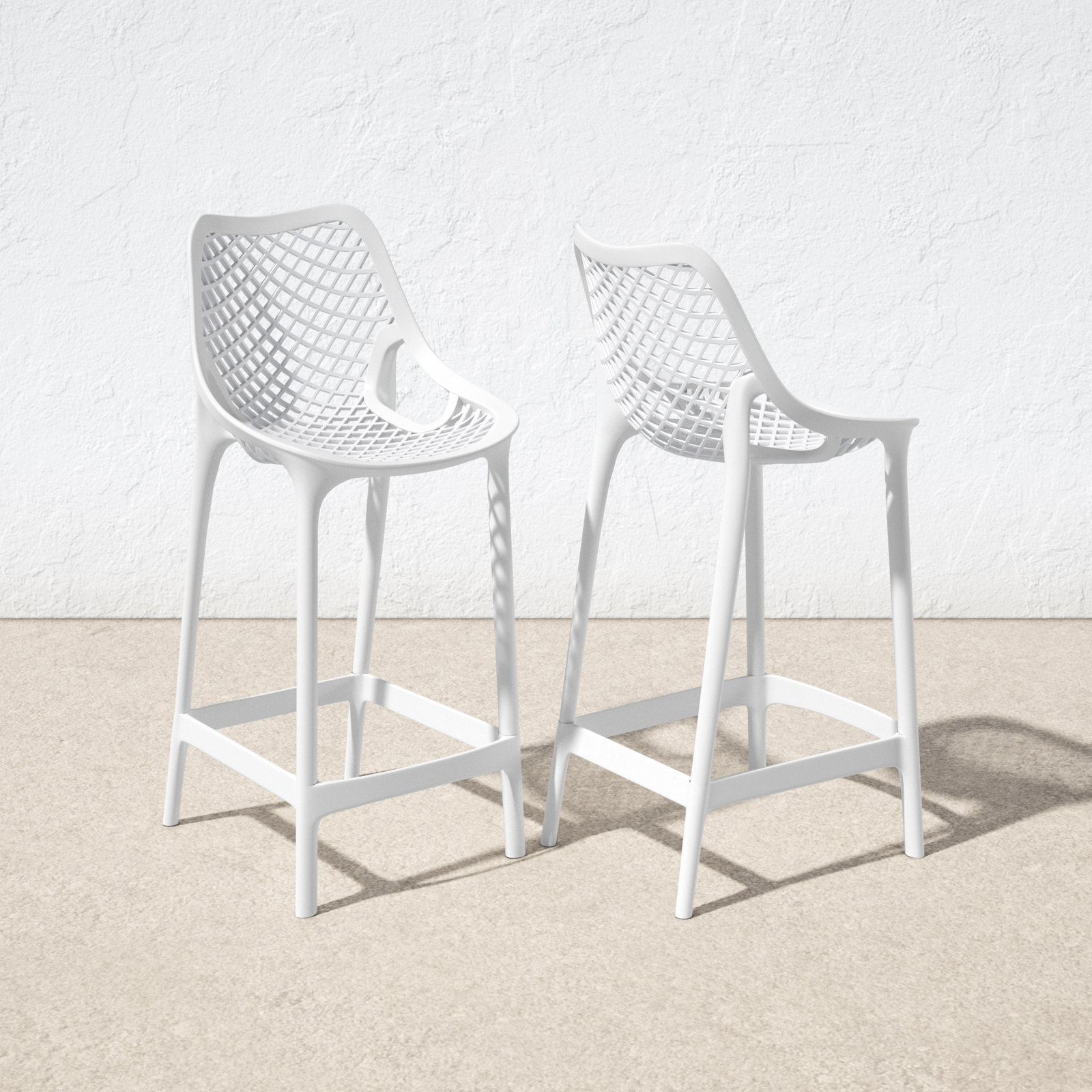 Farrah Patio Bar Stool, White, 25.6"
