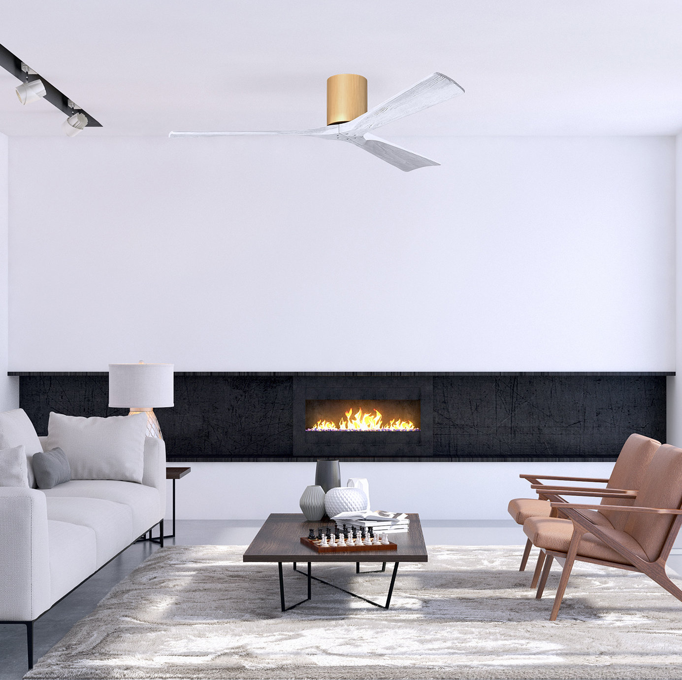 Olivier 72" Ceiling Fan, Matte White, Light Maple, 60"