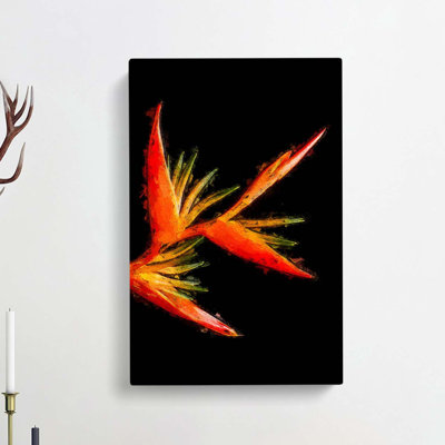 Orange and Red Bird of Paradise in Abstract - Wrapped Canvas