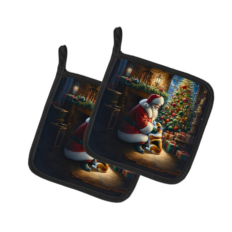 Paire de poignées Corgi and Santa Claus