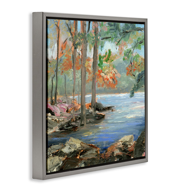 Arbres menaçants Woodland Creek, Cadre flottant gris lustré, H 25 po x l 25 po