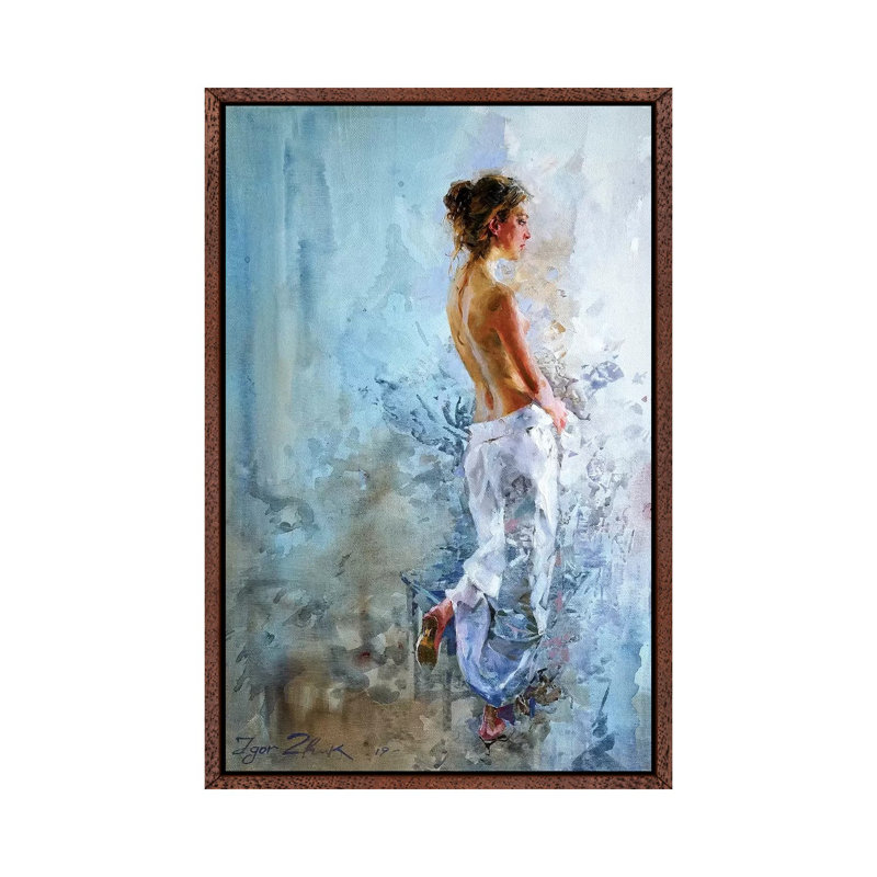 At The Window by Igor Zhuk - Painting on Canvas, 66.04cm H x 45.72cm W x 3.81cm D, Brown Framed